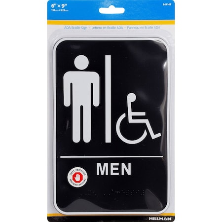 English Black Restroom Plaque 9 In. H X 6 In. W, 3PK